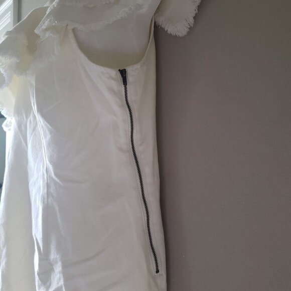 Future Collective w/ Jenny K. Women's Asymmetrical Ruffle Denim Mini Dress Sz 16 - Picture 8 of 16